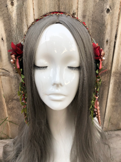 Mermaid Crown Headpiece For Underwater Use “ Small Shell “ Red