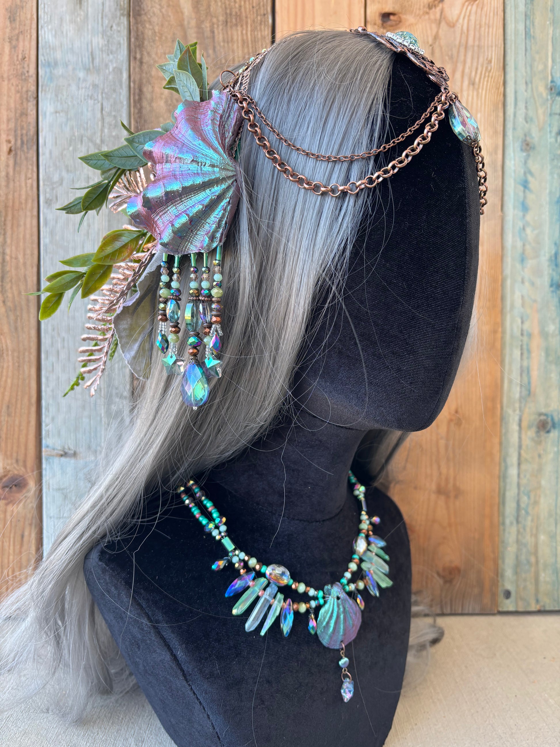 mermaid head dress Mermaid Dreams , Im completely in love with this color scheme. I originally made this design about 10 years ago. It was fun to have another go and spice it up a bit. *SOLD* #headdress