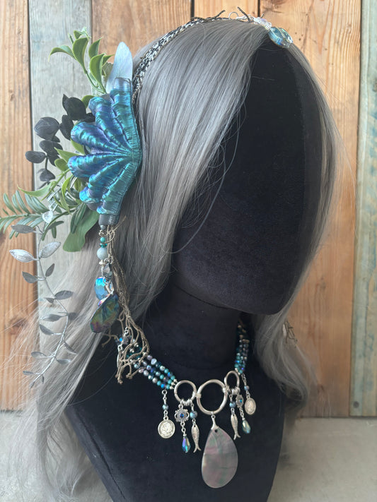 Mermaid Headpiece “Blue Barb” for Underwater Use