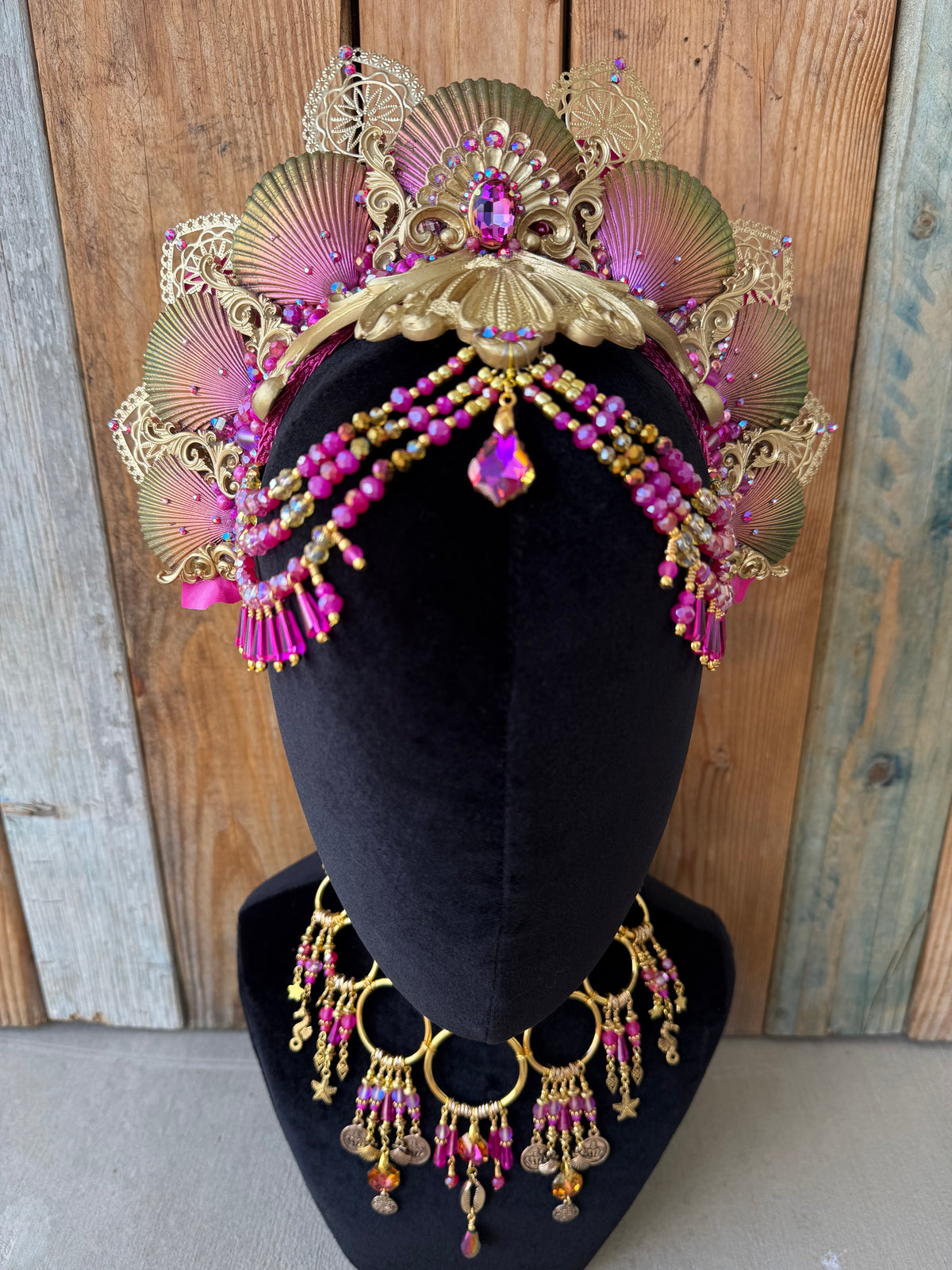Mermaid Crown Headpiece “Rose-veiled” for Underwater Use