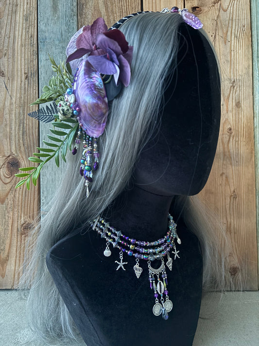 Mermaid Headpiece “Purple Pleco” for Underwater Use