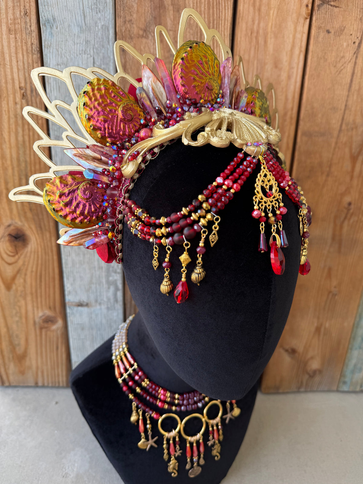 Mermaid Crown Headpiece “Golden Rose” for Underwater Use
