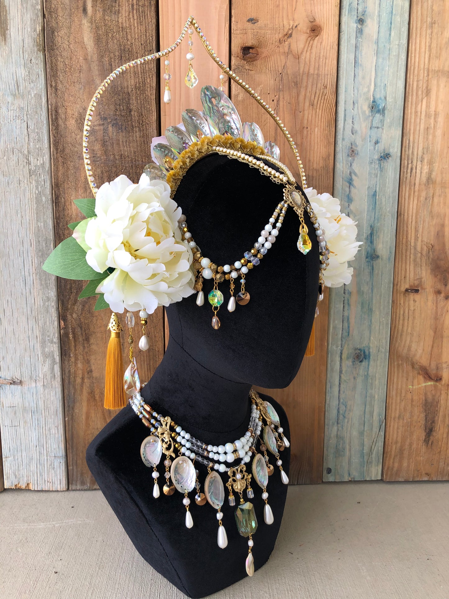 Mermaid Crown Headpiece Tear White With Necklace