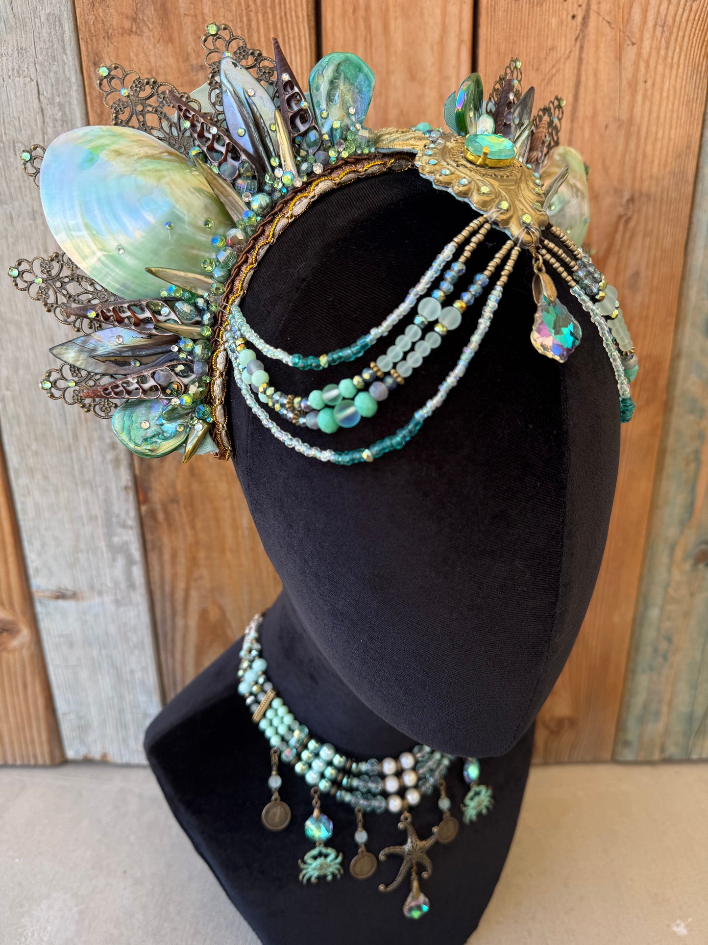Mermaid Crown Headpiece “Patina” for Underwater Use