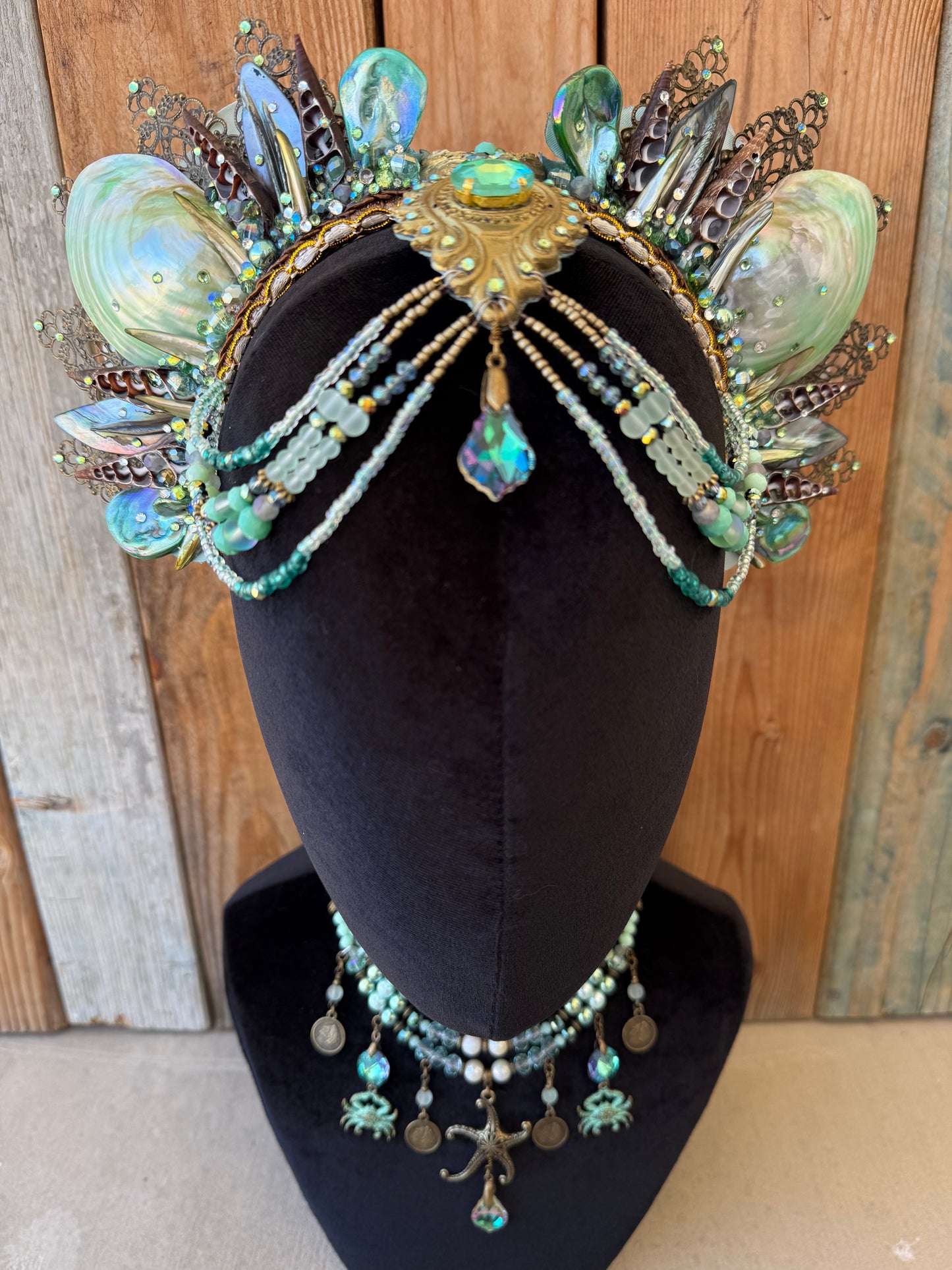 Mermaid Crown Headpiece “Patina” for Underwater Use
