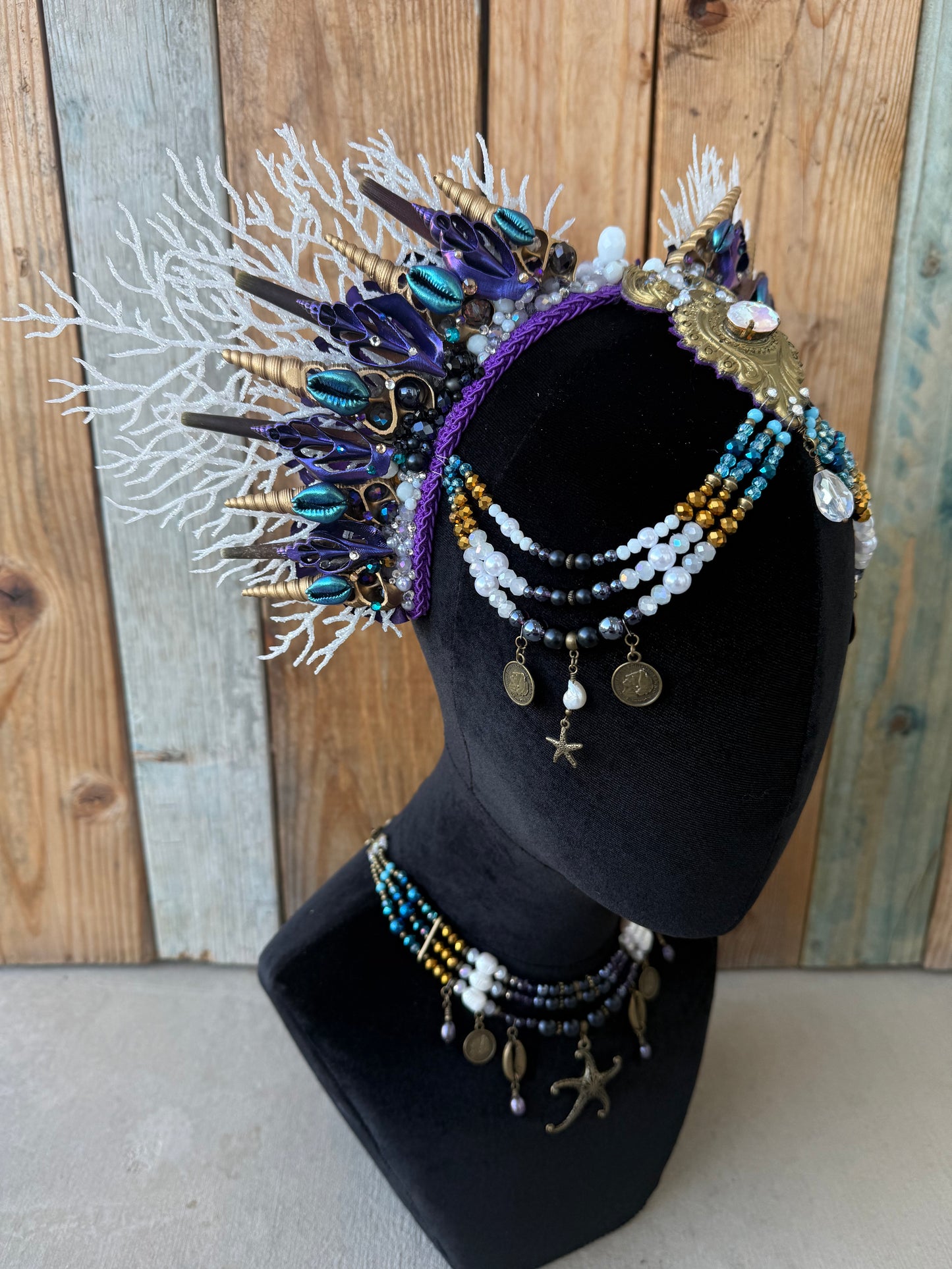 Mermaid Crown Headpiece “Ame” for Underwater Use