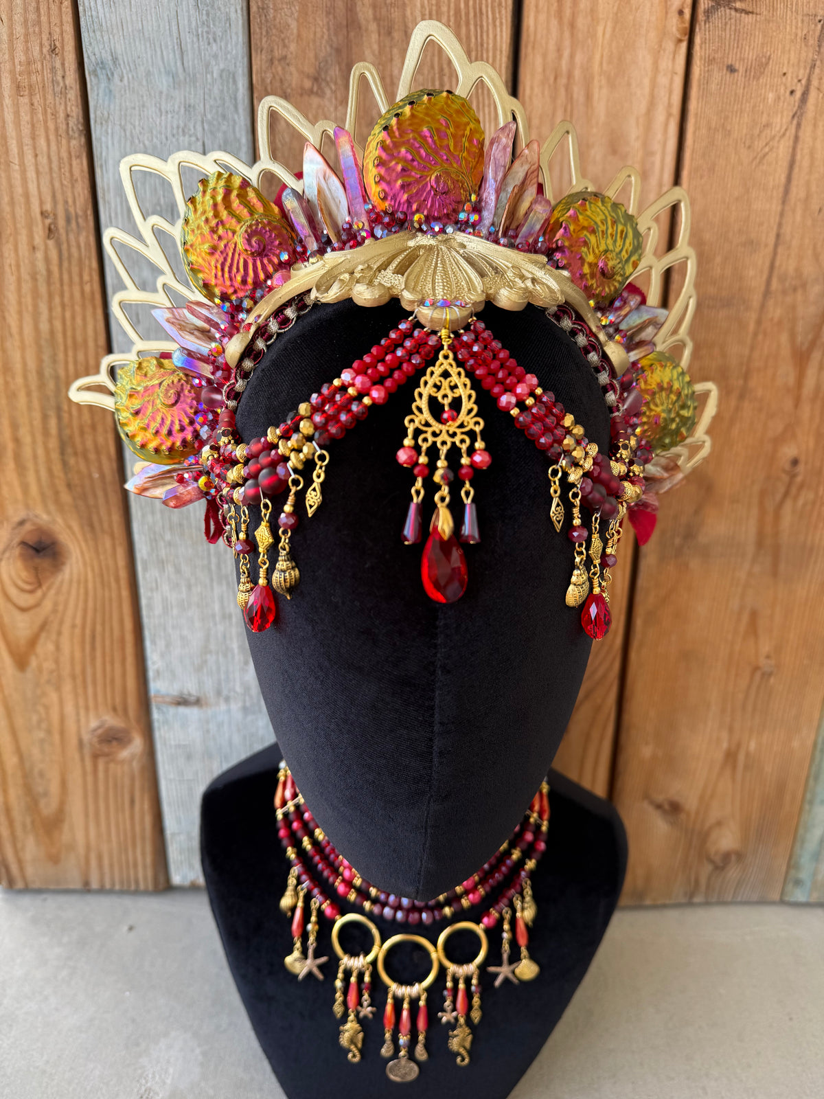 Mermaid Crown Headpiece “Golden Rose” for Underwater Use