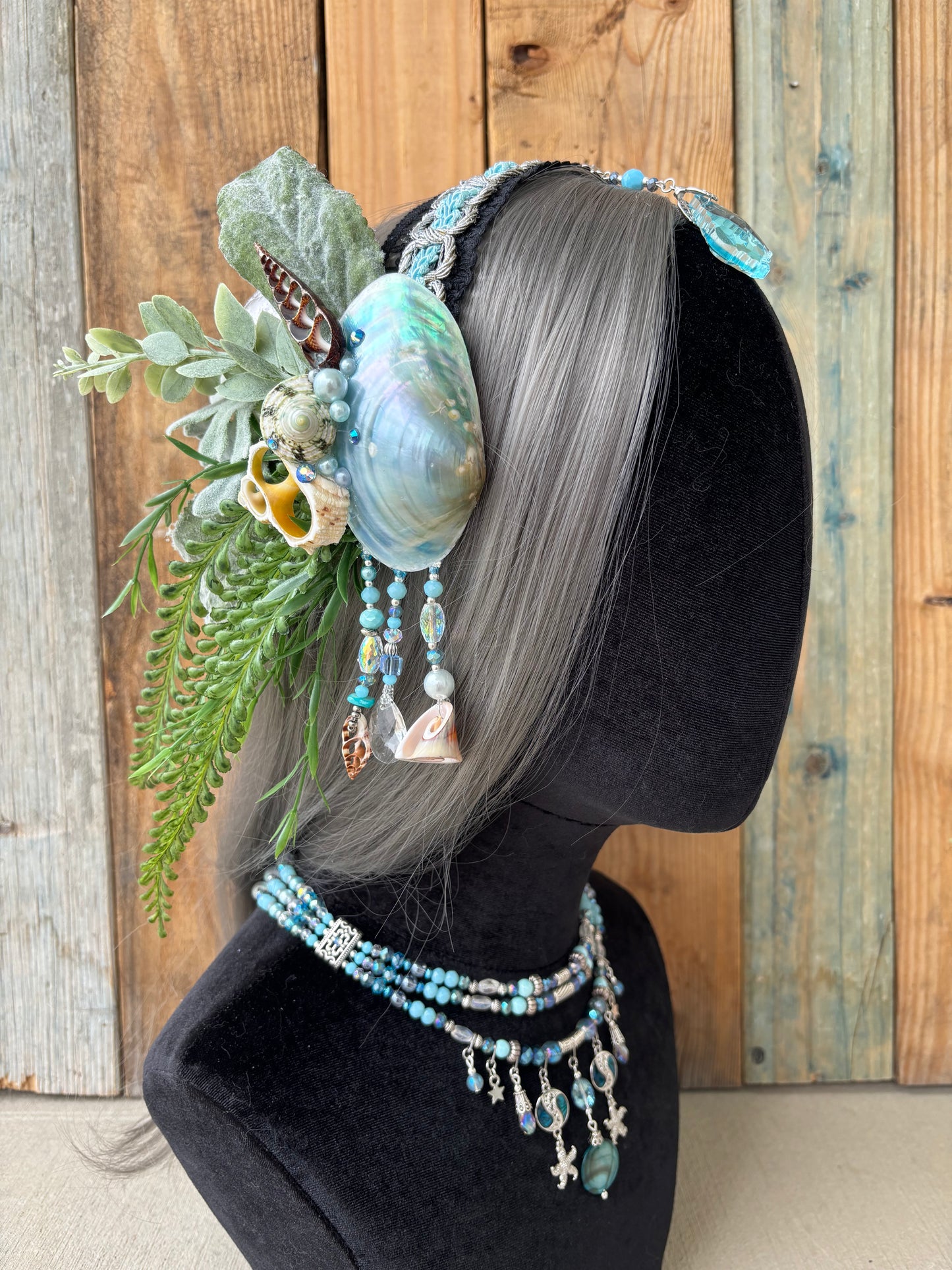 Mermaid Crown Headpiece “Sky” For underwater Use