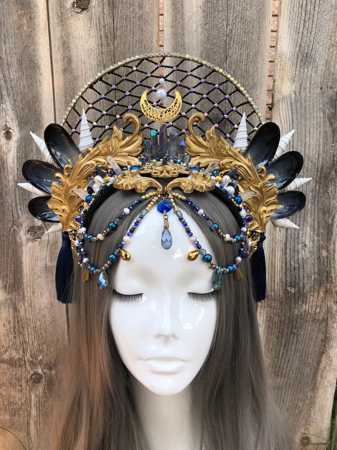 Blue Mussel Mermaid Halo Shell Crown For Under Water Use β AGlassCrown
